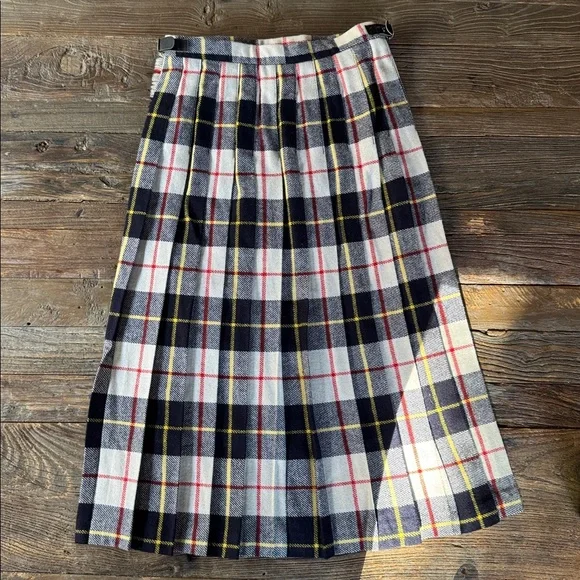 Cobra Kilt vintage tartan plaid wrap kilt midi skirt pinned EVC size XS - Picture 9 of 10